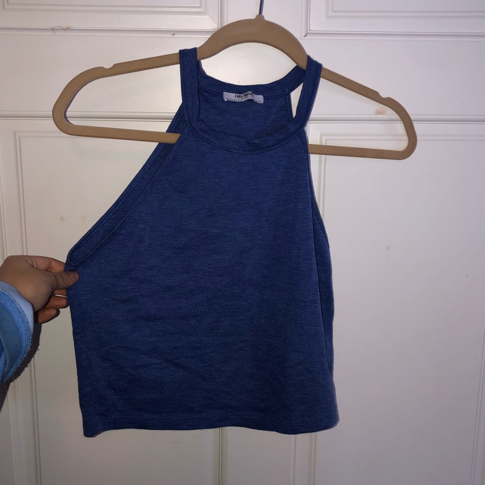 Zara blue halter neck crop top, size medium
